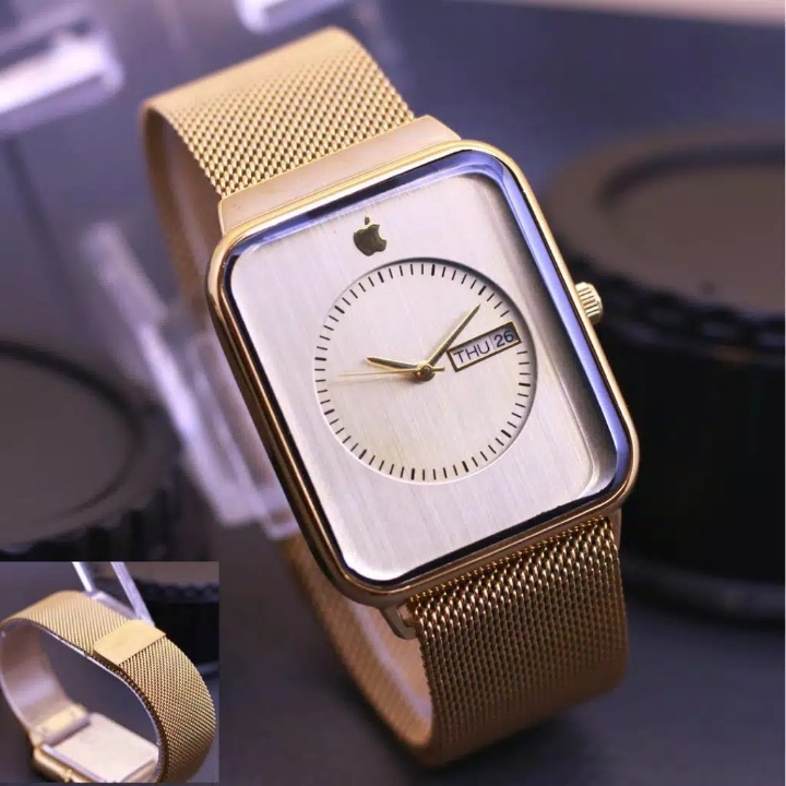 Jam Tangan Apple Watch Magnet - Gold Plat Putih