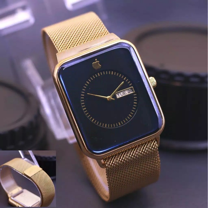 Jam Tangan Apple Watch Magnet Gold Plat Hitam
