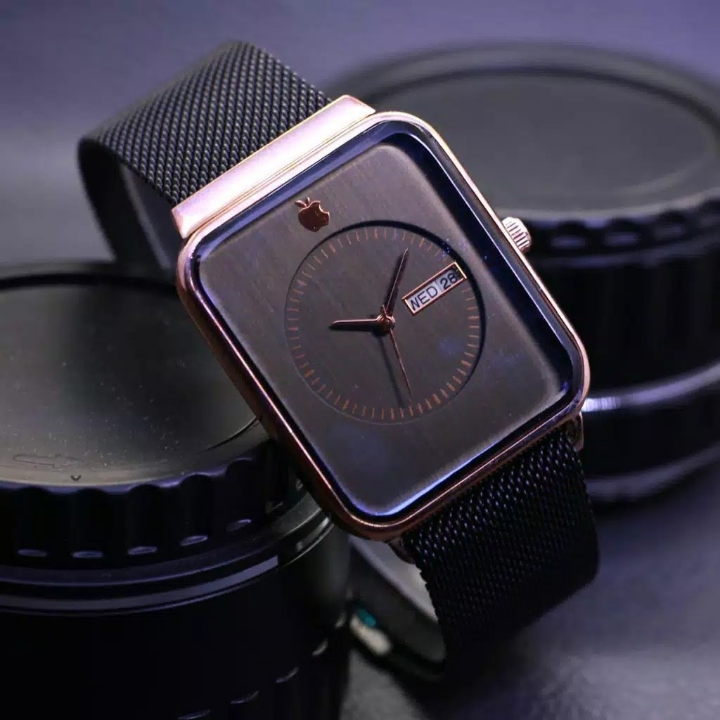 Jam Tangan Apple Watch Magnet Hitam Plat Gold