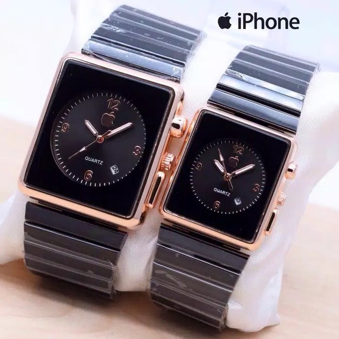 Jam Tangan Couple Apple Iphone Touch - RantaiBlack Rose Gold