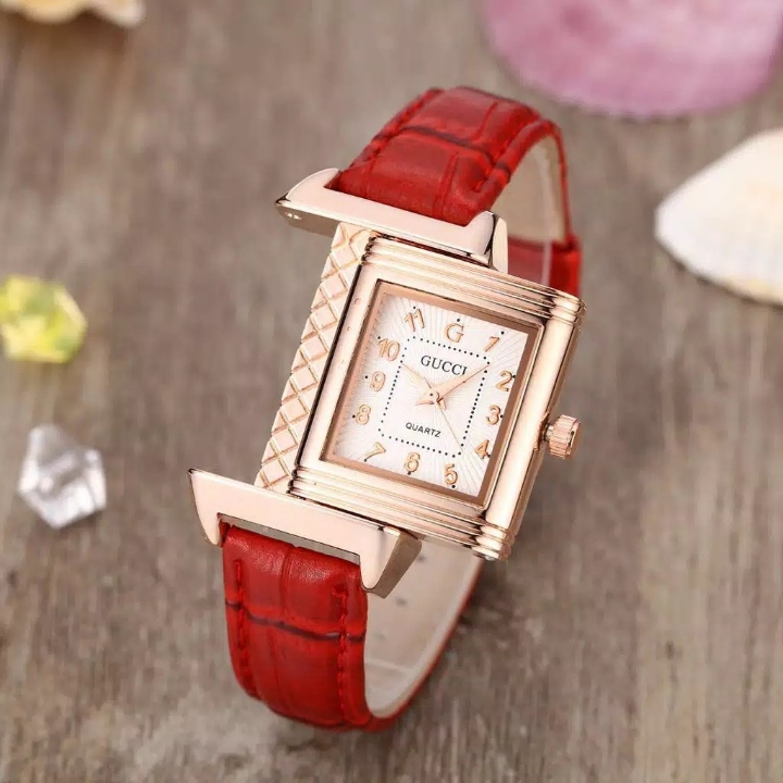 Jam Tangan Elegant 2in1 GUCCI Bolak Balik - Merah 2