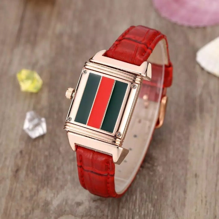 Jam Tangan Elegant 2in1 GUCCI Bolak Balik - Merah 3