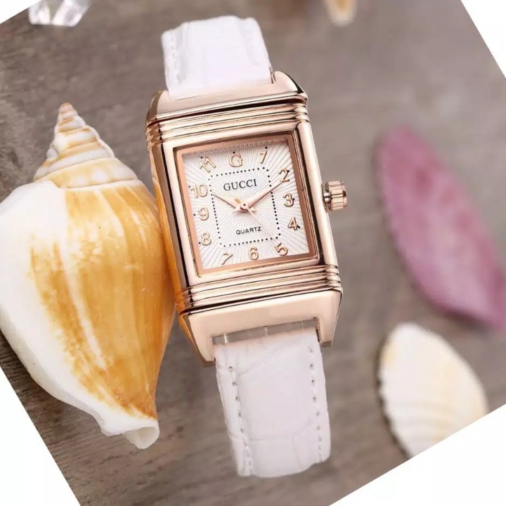 Jam Tangan Elegant GUCCI Bolak Balik - Putih