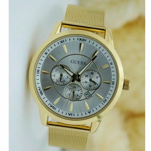 Jam Tangan Guess Rantai Pasir Chrono Aktif - Gold