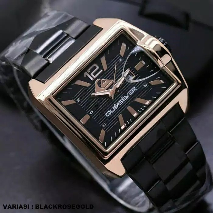 Jam Tangan Pria Premium Quicksilver Square - Black Rosegold