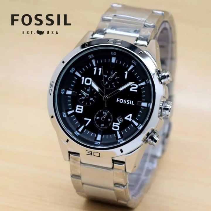 Jam Tangan Pria Rantai Fossil Silver FS10