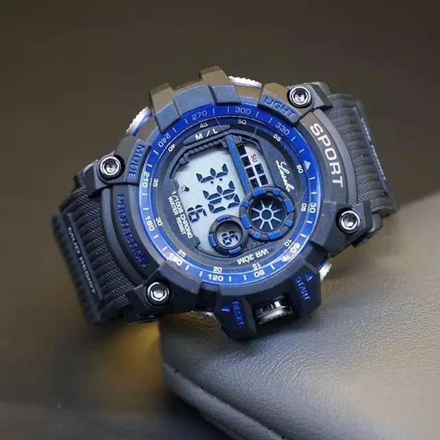 Jam Tangan Pria Sporty Anti Air - Hitam Biru