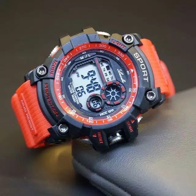 Jam Tangan Pria Sporty Anti Air - Tali ORANGE