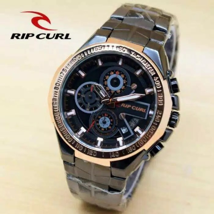 Jam Tangan Ripcurl Rantai Chrono Aktif - Hitam Rosegold