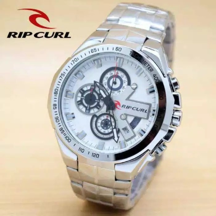 Jam Tangan Ripcurl Rantai Chrono Aktif - Silver Plat Putih