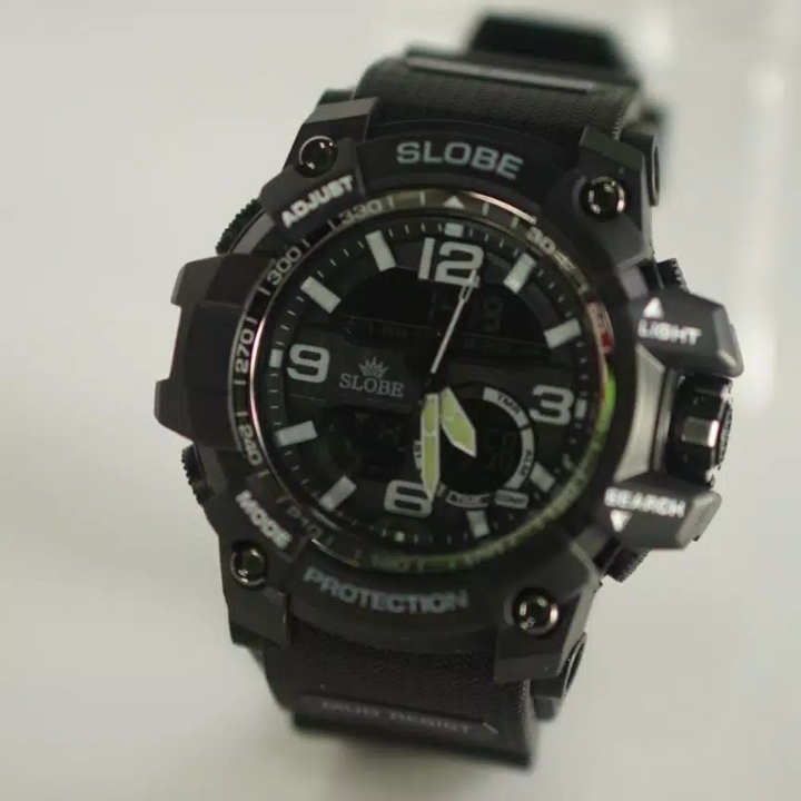 Jam Tangan Sport Original Globe SL02 Hitam Anti Air - Garansi