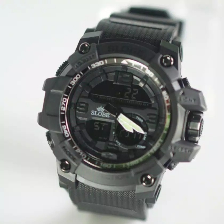 Jam Tangan Sport Original Slobe Anti Air Sl02 Hitam - Garansi 