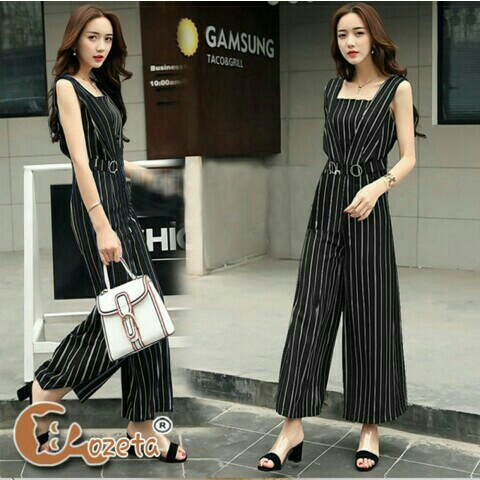 Jamsuit Wanita Gamsung Jumpsuit Salur Hitam 5382 CB