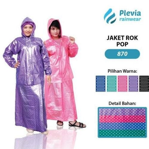 Jas Hujan PLEVIA POLKADOT Jaket Rok POP 870Untuk Ukuran Dewasa Cewe