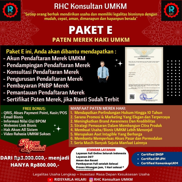 Jasa Pendaftaran Paten Merek HAKI untuk UMKM