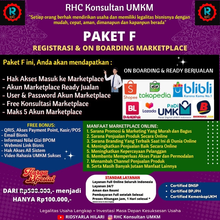 Jasa Registrasi Dan OnBoarding Marketplace Online