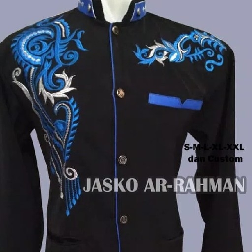 Jasko Hitam Bordir Biru Baru