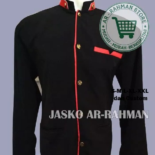 Jasko Hitam Polos List Merah