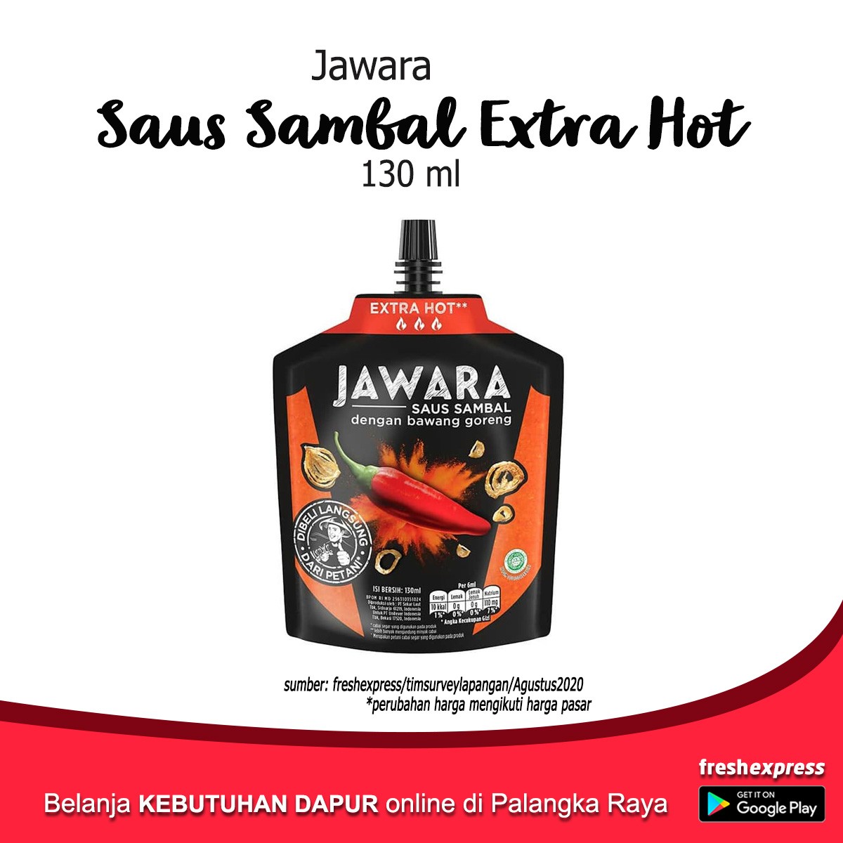 Jawara Saus Sambal Extra Hot 130 Ml