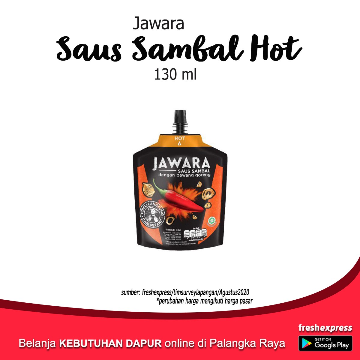 Jawara Saus Sambal Hot 130 Ml