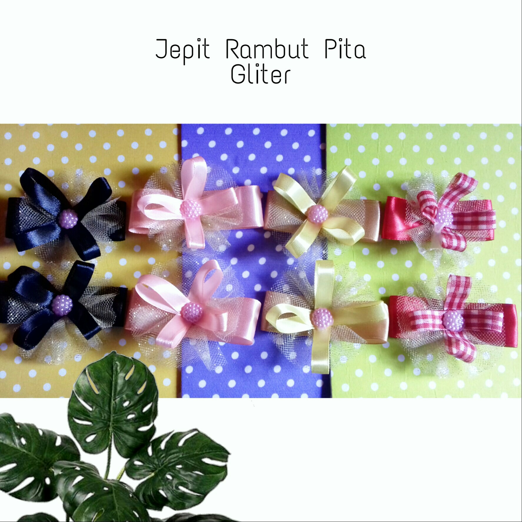 Jepit Rambut Pita Gliter