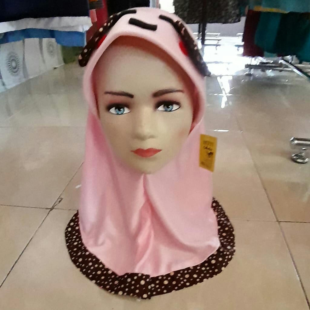Jilbab Anak Polka Pink