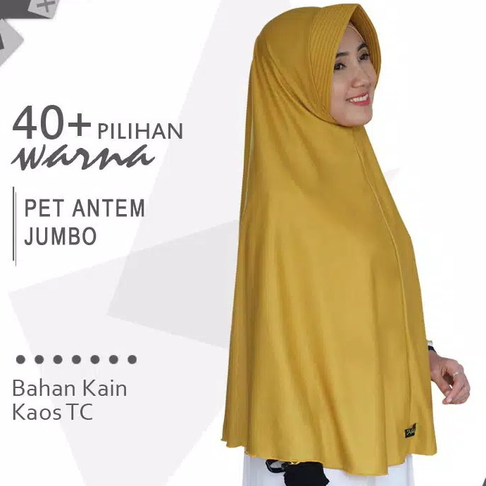 Jilbab Instan Pet Antem Size Jumbo Bahan Kaos Bergo Syari Khimar