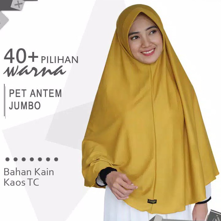 Jilbab Instan Pet Antem Size Jumbo Bahan Kaos Bergo Syari Khimar 2
