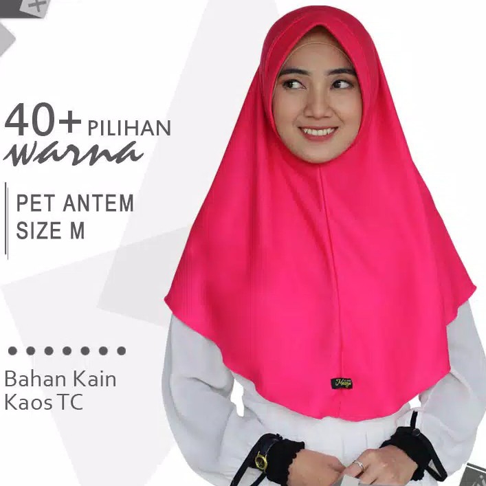 Jilbab Instan Pet Antem Size M Hijab Bahan Kaos Bergo Syari