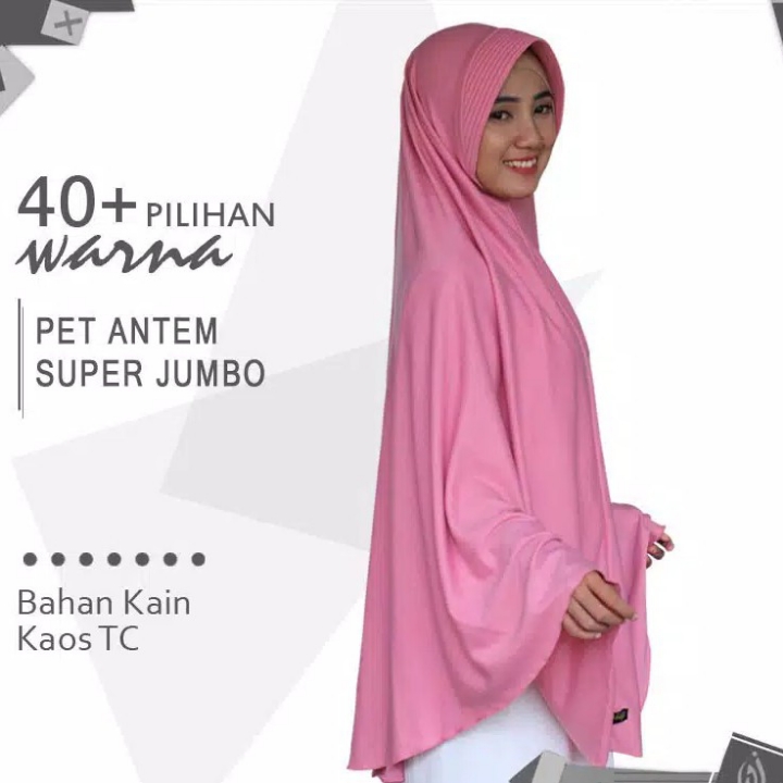 Jilbab Instan Pet Antem Size Super Jumbo Bahan Kain Kaos Bergo