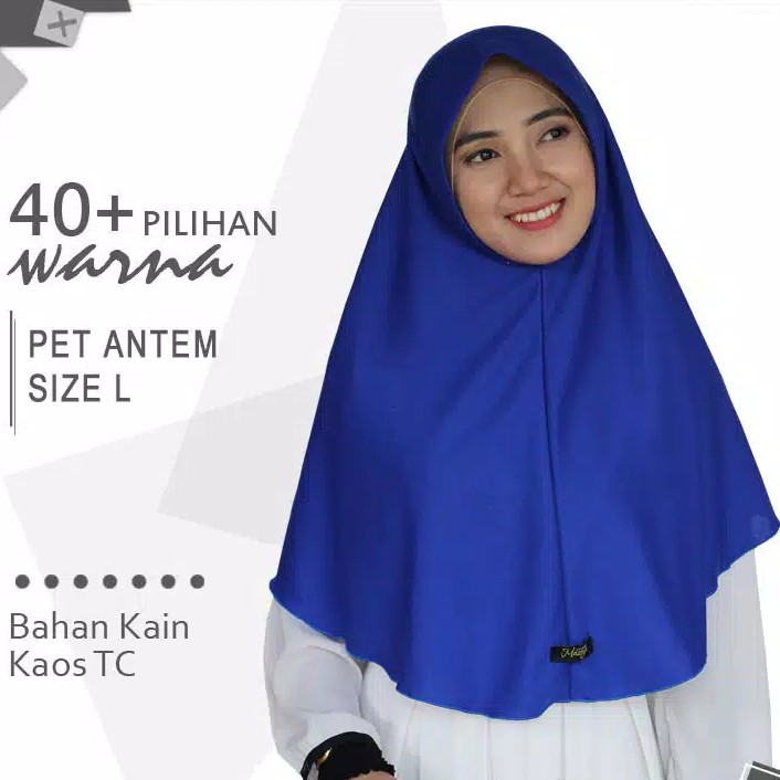 Jilbab instan Pet Antem Size L Bahan Kaos Bergo