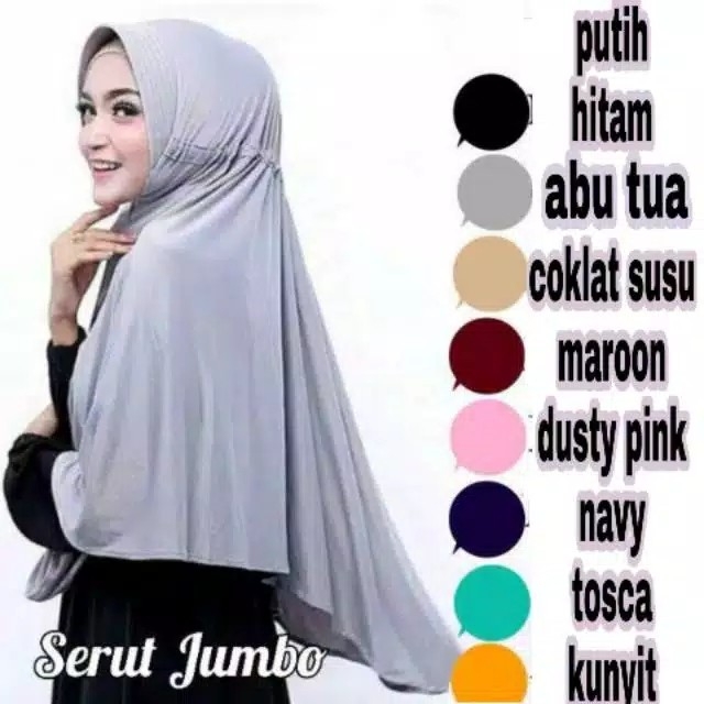 Jilbab serut jumbo  serut polos Jokowi jumbo  serut syari   hijab s