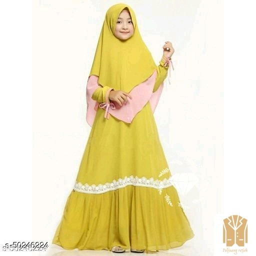 JumpsuitDress Muslim Anak Perempuan- Dress Wenia - Yellow 2