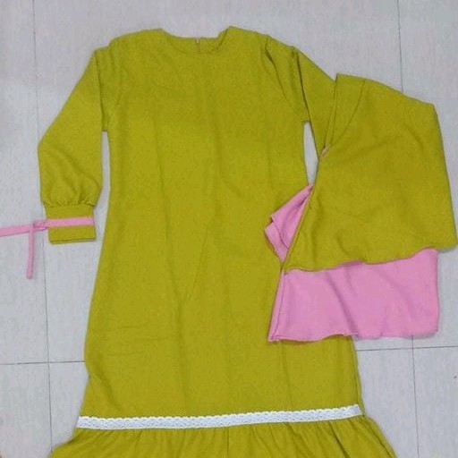 JumpsuitDress Muslim Anak Perempuan- Dress Wenia - Yellow 3