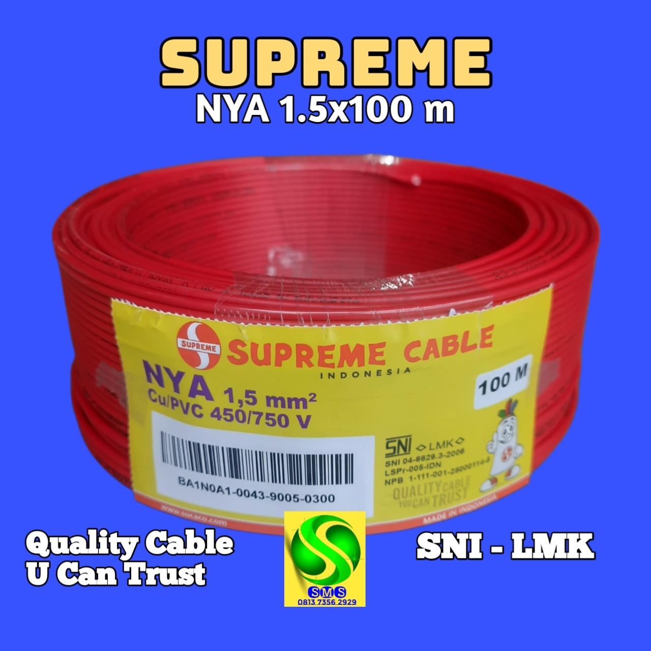 KABEL NYA 1x15x100 M MERAH SUPREME