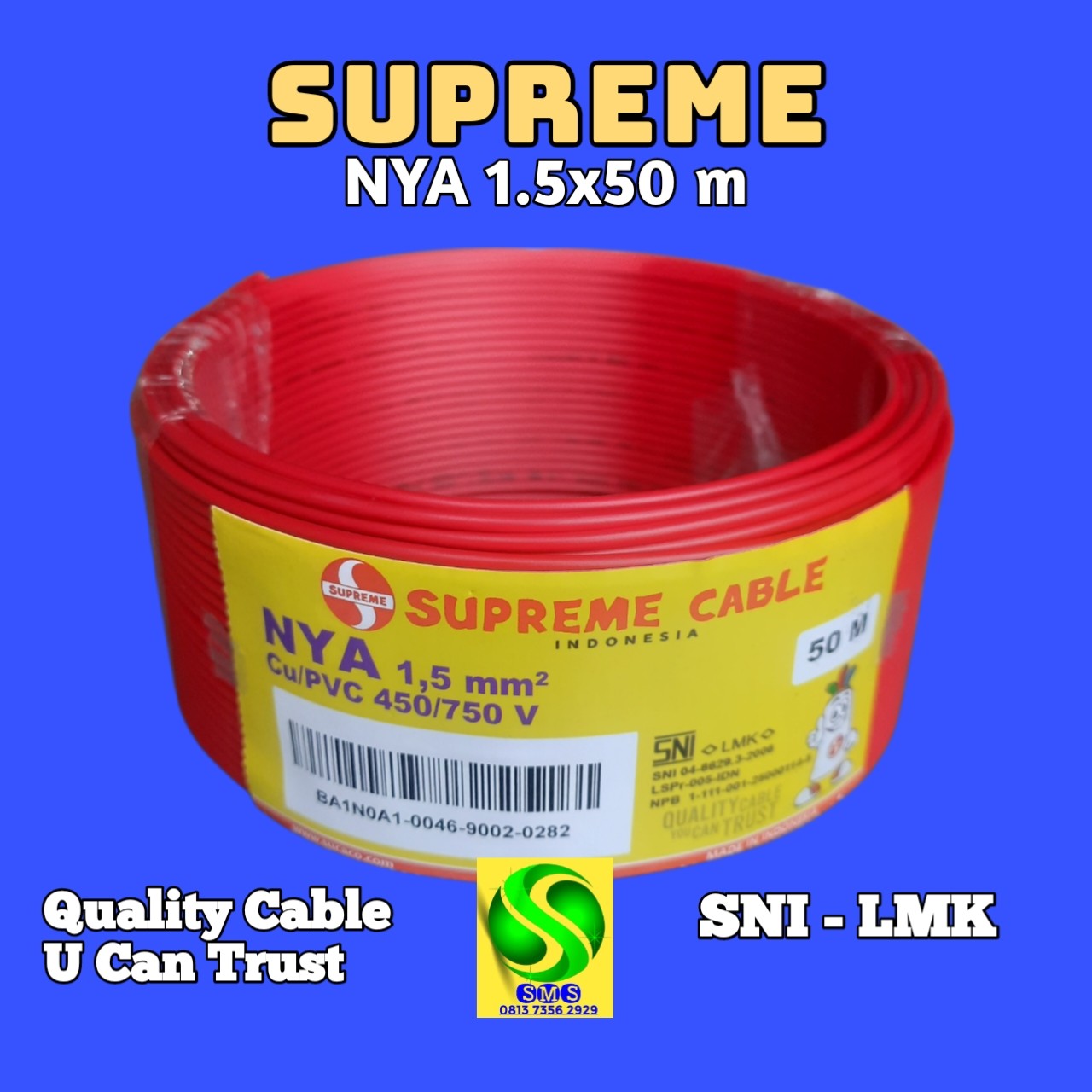 KABEL NYA 1x15x50 M MERAH SUPREME