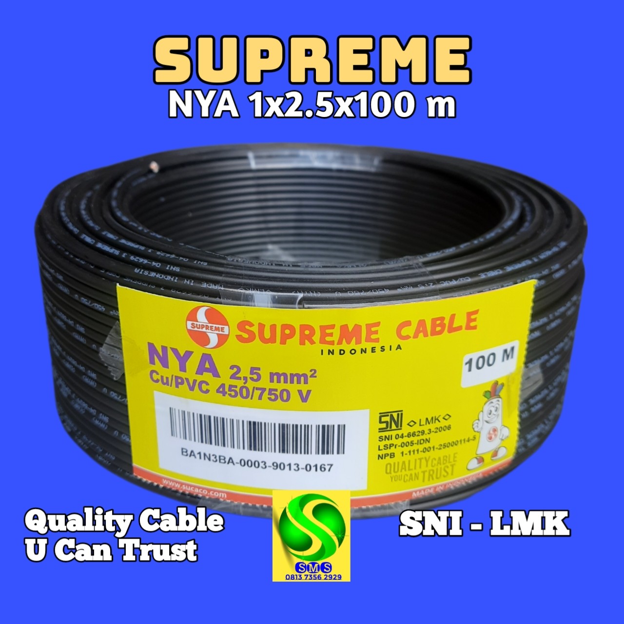 KABEL NYA 1x25x100 M HITAM SUPREME