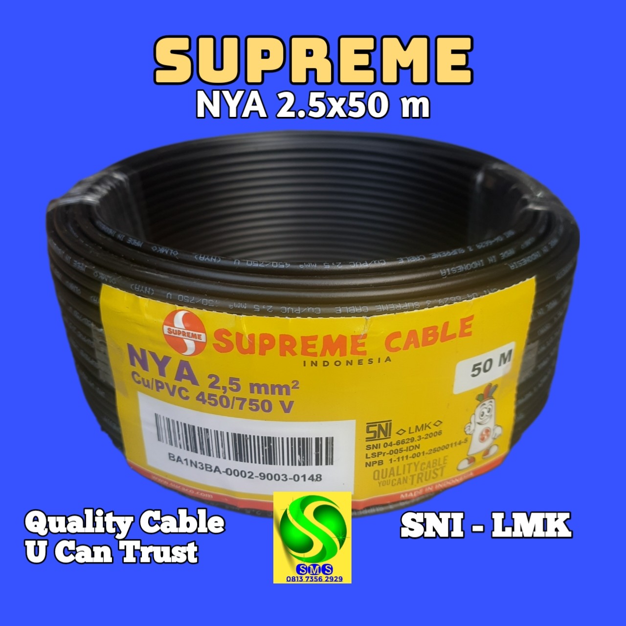 KABEL NYA 1x25x50 M HITAM SUPREME