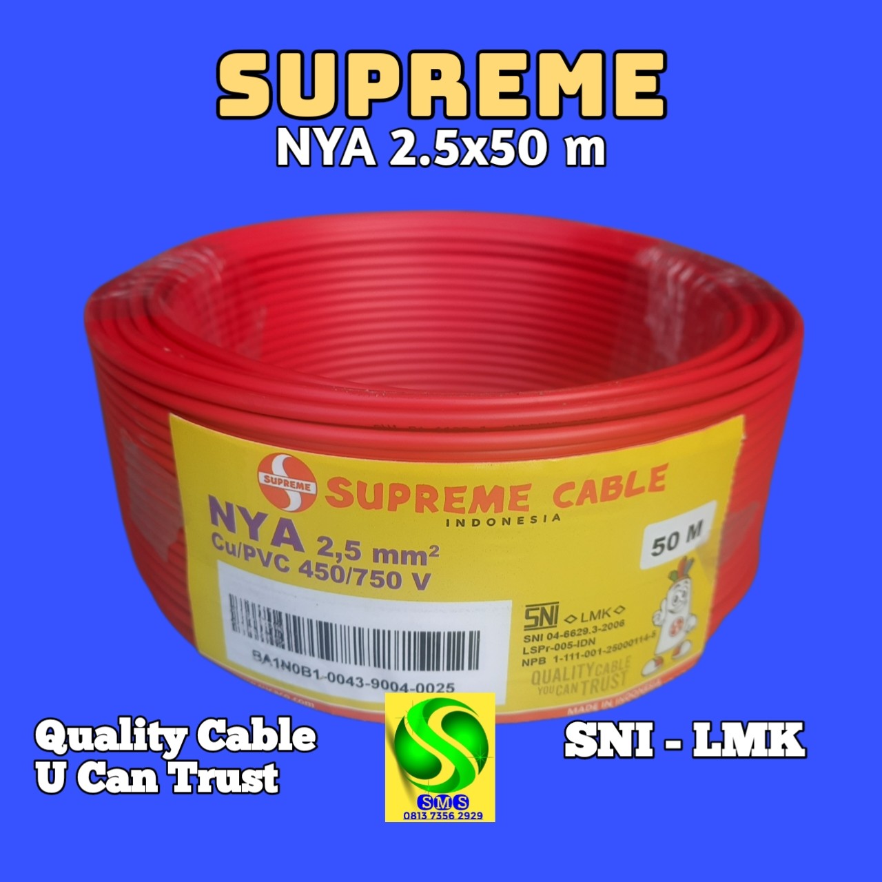 KABEL NYA 1x25x50 M MERAH SUPREME