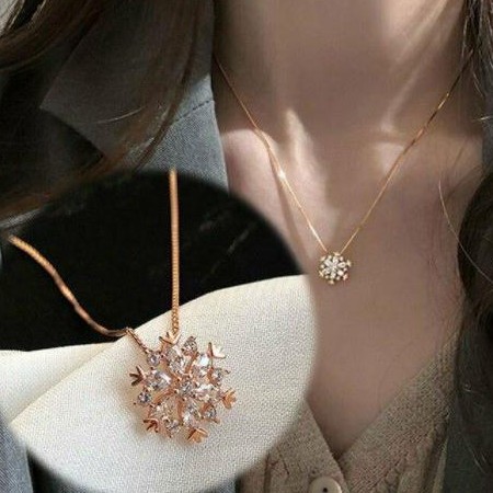 KALUNG LIONTIN WANITA SNOWFLAKE ELSA ALLOY 4