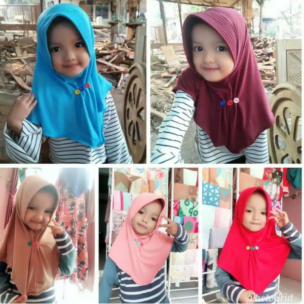 KANCING ANAK PET ANTEM KERUDUNG ANAK INSTANT HIJAB JILBAB KHIMAR BERGO