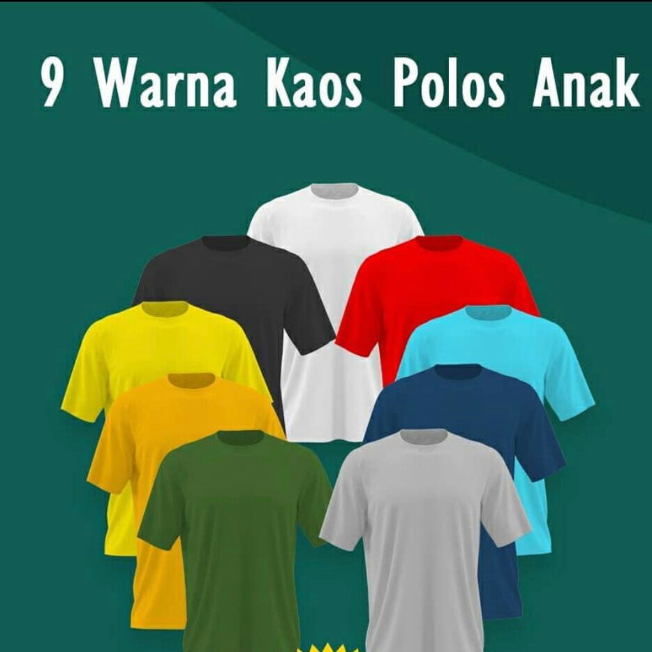 KAOS ANAK KAOS POLOS ANAK BAHAN COTTON COMBED SIZE 1 - 2 -  3 - XS MER