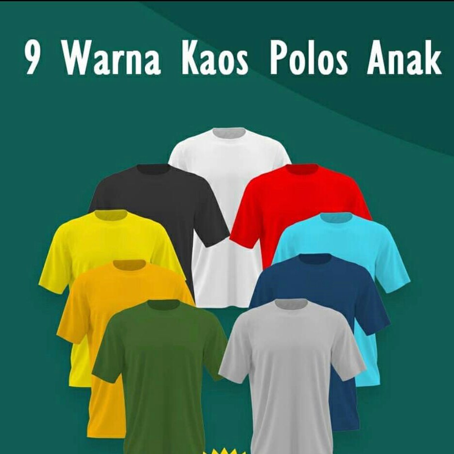 KAOS ANAK KAOS POLOS ANAK BAHAN COTTON COMBED SIZE 1 - 2 -  3 - XS MER 2