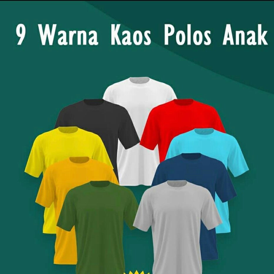 KAOS ANAK KAOS POLOS ANAK BAHAN COTTON COMBED SIZE 1 - 2 -  3 - XS MER 3