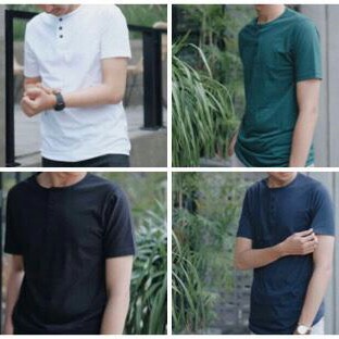 KAOS HENLEY HENKEY COMBED SIZE S - XL MERK COMBED PER UNIT 2