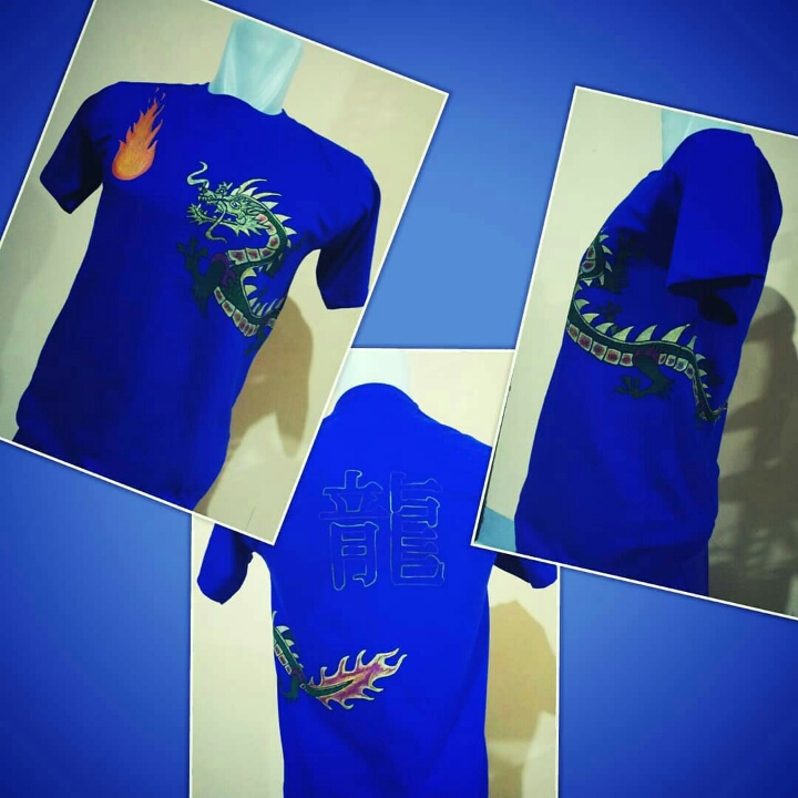 KAOS LUKIS NAGA GLITER  GOLD size M