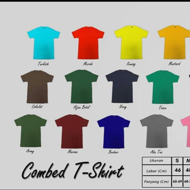 KAOS OBLONG COMBED LENGAN PENDEK SIZE S - 3XL MERK COMBED PER UNIT