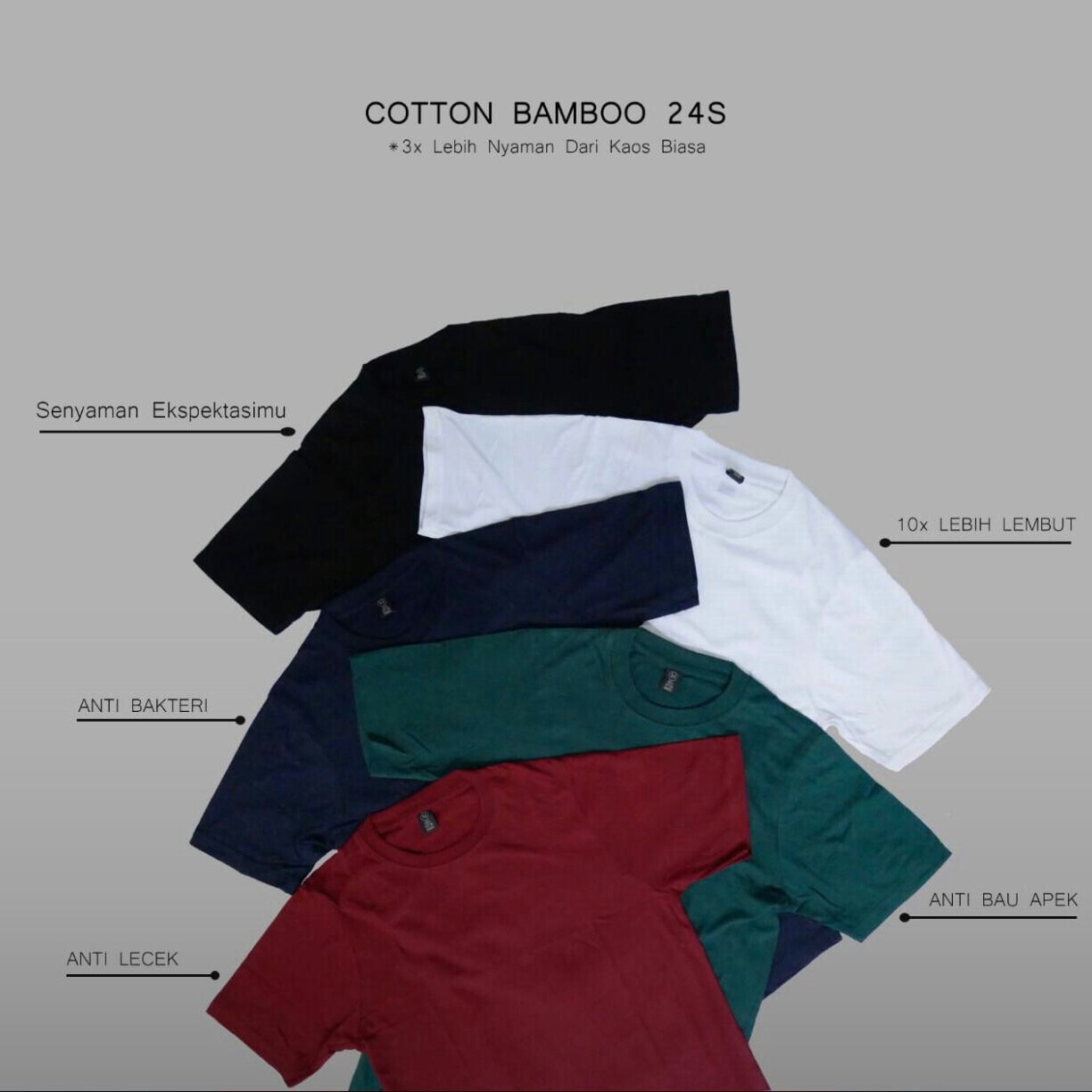 KAOS PRIA KAOS OBLONG COTTON BAMBOO  SIZE S-2XL MERK BAMBOO PER UNIT