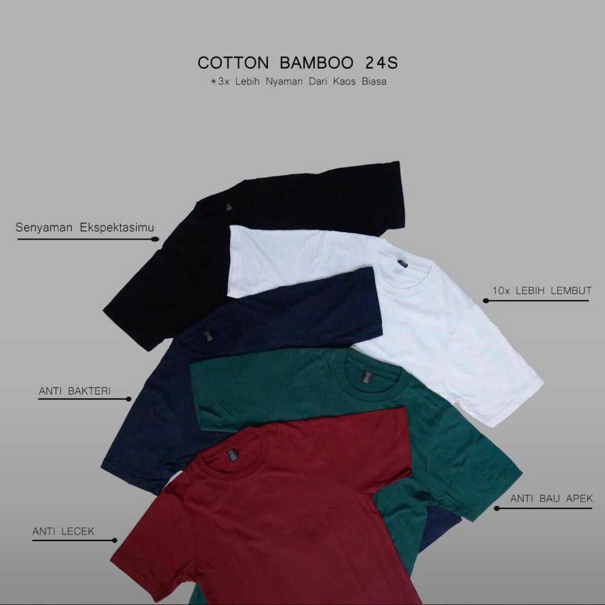 KAOS PRIA KAOS OBLONG COTTON BAMBOO  SIZE S-2XL MERK BAMBOO PER UNIT 3