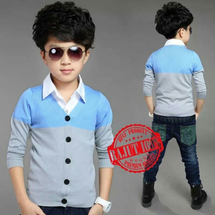 KIDS RAJUT CARDIGAN LORENZA BIRU